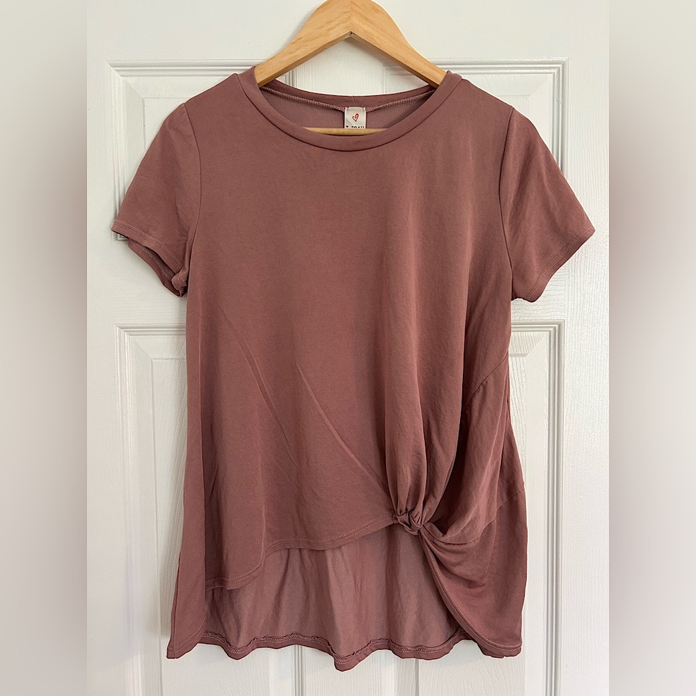 Mauve/ Dusty Rose Front Twist Knot Shirt